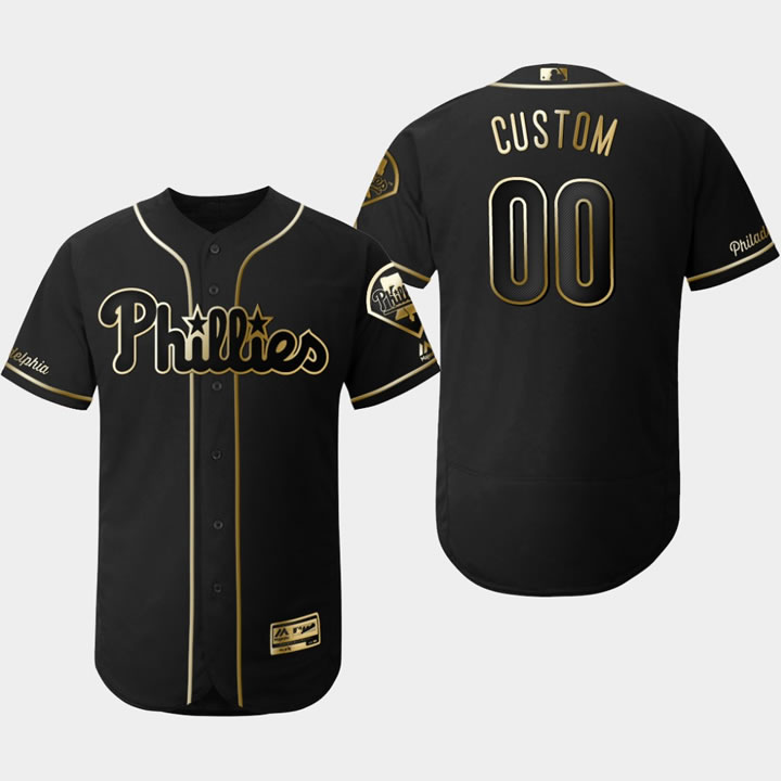 Phillies Customized Black Gold Flexbase Jersey,We sell and wholesale Phillies Customized Black Gold Flexbase Jersey on line form chian!